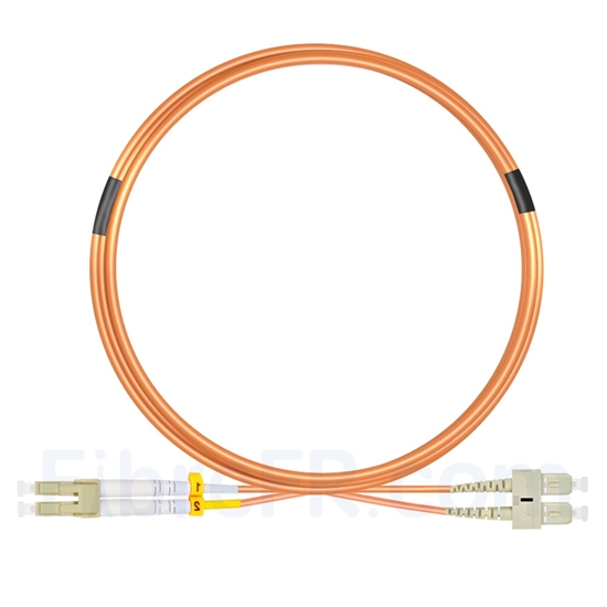 Image de 5m LC UPC vers SC UPC Duplex 3,0mm PVC (OFNR) OM1 Jarretière Optique Multimode