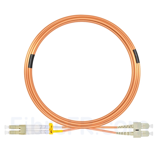 Image de 15m LC UPC vers SC UPC Duplex 3,0mm PVC (OFNR) OM1 Jarretière Optique Multimode