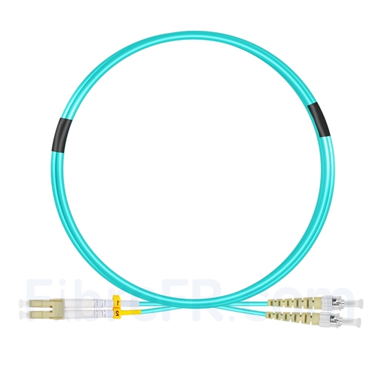 Image de 2m LC UPC vers ST UPC Duplex OM3 PVC (OFNR) 2,0mm Jarretière Optique Multimode