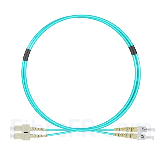 Image de 1m SC UPC vers ST UPC Duplex OM3 PVC (OFNR) 2,0mm Jarretière Optique Multimode