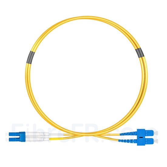Image de 1m LC UPC vers SC UPC Duplex 2,0mm PVC (OFNR) OS2 Jarretière Optique Monomode