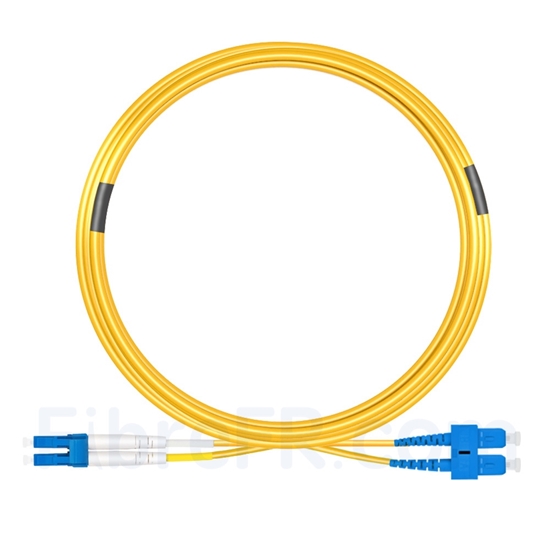 Image de 15m LC UPC vers SC UPC Duplex 2,0mm PVC (OFNR) OS2 Jarretière Optique Monomode