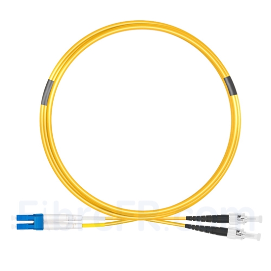 Image de 5m LC UPC vers ST UPC Duplex 2,0mm PVC (OFNR) OS2 Jarretière Optique Monomode