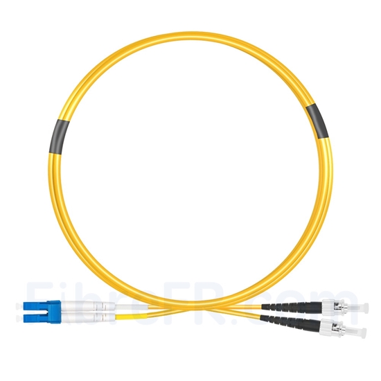 Image de 2m LC UPC vers ST UPC Duplex 2,0mm PVC (OFNR) OS2 Jarretière Optique Monomode
