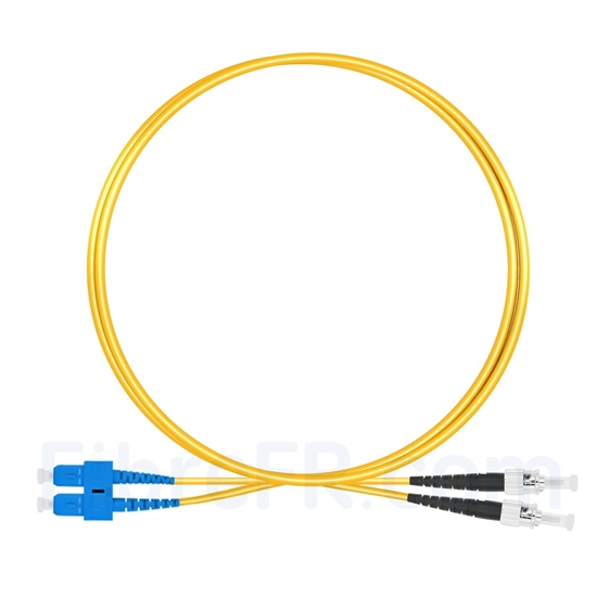 Image de 1m SC UPC vers ST UPC Duplex 2,0mm PVC (OFNR) OS2 Jarretière Optique Monomode