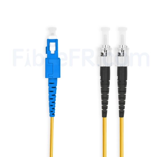 Image de 1m SC UPC vers ST UPC Duplex 2,0mm PVC (OFNR) OS2 Jarretière Optique Monomode