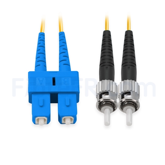 Image de 1m SC UPC vers ST UPC Duplex 2,0mm PVC (OFNR) OS2 Jarretière Optique Monomode