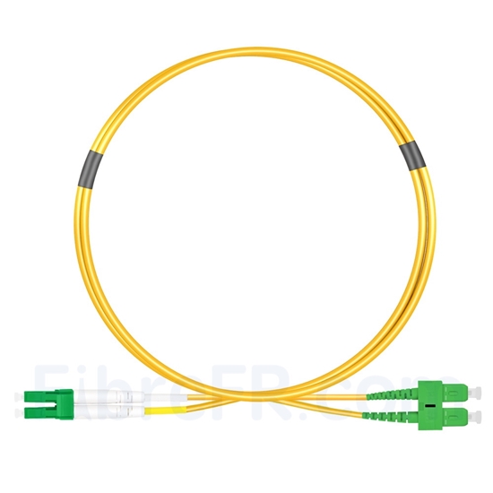 Image de 2m LC APC vers SC APC Duplex 2,0mm PVC (OFNR) OS2 Jarretière Optique Monomode