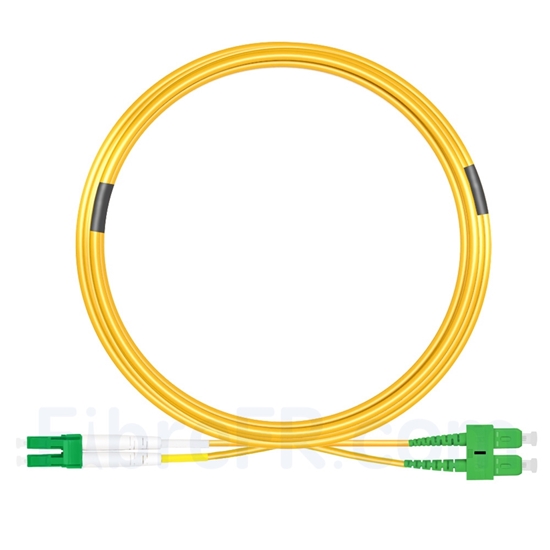 Image de 15m LC APC vers SC APC Duplex 3,0mm PVC (OFNR) 9/125 Jarretière Optique Monomode