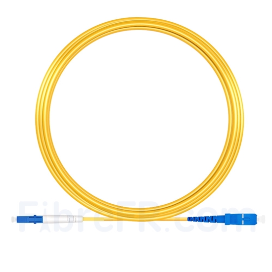 Image de 15m LC UPC vers SC UPC Simplex 2,0mm PVC (OFNR) OS2 Jarretière Optique Monomode