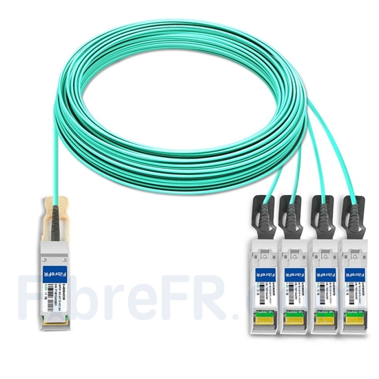 Image de 50m Juniper Networks JNP-100G-4X25G-50M Compatible Câble Optique Actif Breakout QSFP28 100G vers 4 x SFP28