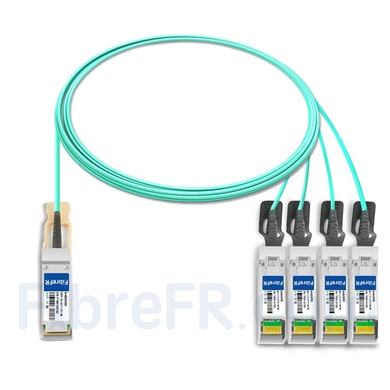 Image de 3m Cisco QSFP-4X10G-AOC3M Compatible Câble Optique Actif Breakout QSFP+ 40G vers 4 x SFP+