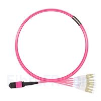 3m Senko MPO Femelle vers 4 LC UPC Duplex 8 Fibres OM4 (OM3) 50/125 Câble Breakout Multimode, Type B, Élite, LSZH, Magenta