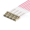 Image de 2m Senko MPO Femelle vers 4 LC UPC Duplex 8 Fibres OM4 (OM3) 50/125 Câble Breakout Multimode, Type B, Élite, LSZH, Magenta