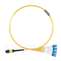1m MPO Femelle vers 4 LC UPC Duplex 8 Fibres OS2 9/125 Câble Breakout Monomode, Type B, Élite, LSZH, Jaune