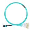 Image de 5m MPO Femelle vers 4 LC UPC Duplex 8 Fibres OM3 50/125 Câble Breakout Multimode, Type B, Élite, LSZH, Aqua