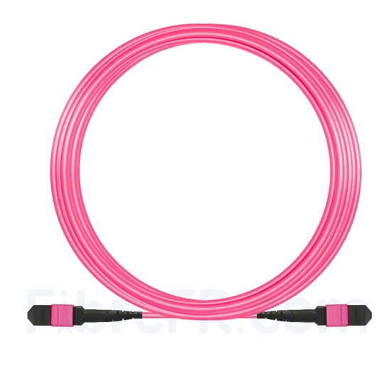 Image de 15m MTP-MTP Câble Femelle 12 Fibres OM4 (OM3) 50/125 Multimode, Type A, Élite, Plénum (LSZH), Magenta