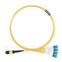 4m MTP Femelle vers 4 LC UPC Duplex 8 Fibres OS2 9/125 Câble Breakout Monomode, Type A, Élite, LSZH, Jaune