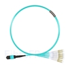 Image de 1m MTP Femelle vers 4 LC UPC Duplex 8 Fibres OM3 50/125 Câble Breakout Multimode, Type B, Élite, LSZH, Aqua