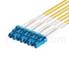 Image de 10m MTP Femelle vers 4 LC UPC Duplex 8 Fibres OS2 9/125 Câble Breakout Monomode, Type B, Élite, Plénum (OFNP), Jaune