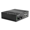 Image de 4x10/100Base-T RJ45 vers 1x100Base-X SFP Rainure SC Non géré Gigabit Ethernet Media Converter, Simplex, 1310nm/1550nm, 20km, Industrial