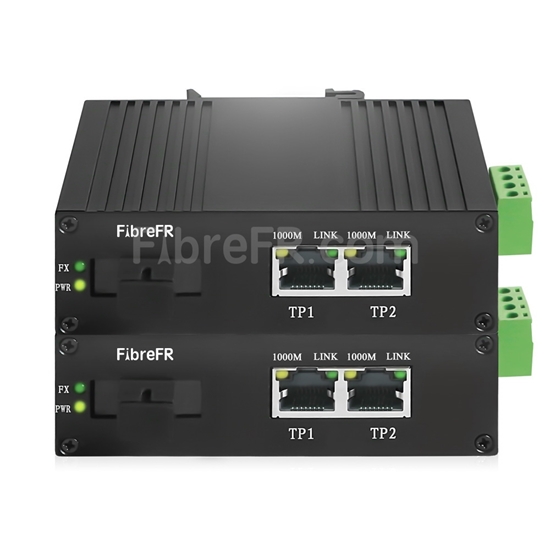 Image de Mini 4x10/100/1000Base-T RJ45 vers 1x1000Base-X SFP Rainure SC Non géré Gigabit Ethernet Media Converter, Simplex, 1310nm/1550nm, 20km, Industrial