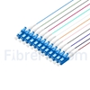 Image de 1m Pigtail à Fibre Optique à Code Couleur LC UPC 12 Fibres OS2 Monomode, Sans Gaine