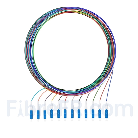 Lot 2 Pigtails Fibre Optique 12 Brins LC UPC Monomode 1.5m – Câble Fibre 1310-1550nm Pour Réseau LAN