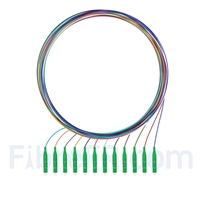 1m Pigtail à Fibre Optique à Code Couleur LC APC 12 Fibres OS2 Monomode, Sans Gaine