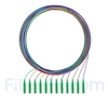 Image de 2m Pigtail à Fibre Optique à Code Couleur LC APC 12 Fibres OS2 Monomode, Sans Gaine
