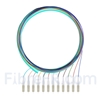 Image de 1,5m Pigtail à Fibre Optique LC UPC 12 Fibres OM4 Multimode Faisceau PVC (OFNR) 0,9mm