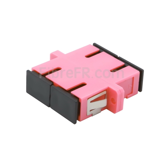 Image de Adaptateur à Fibre Optique/Manchon d'Accouplement Plastique SC/UPC vers SC/UPC 10G Multimode OM4 Duplex avec Bride, Violet