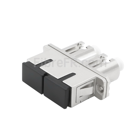 Image de Adaptateur à Fibre Optique/Manchon d'Accouplement Métallique LC-SC Hybride Duplex SM/MM, Femelle vers Femelle