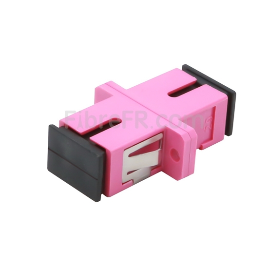 Image de Adaptateur à Fibre Optique/Manchon d'Accouplement Plastique SC/UPC vers SC/UPC 10G Multimode OM4 Simplex avec Bride, Violet
