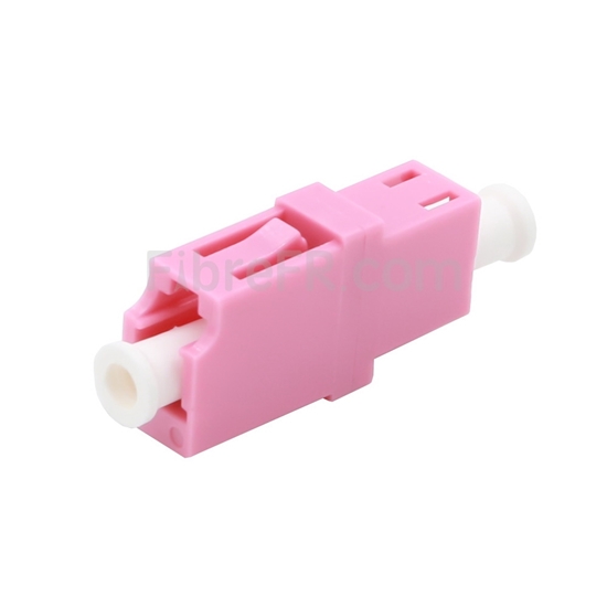 Image de Adaptateur à Fibre Optique/Manchon d'Accouplement Plastique LC/UPC vers LC/UPC 10G Multimode OM4 Simplex avec Bride, Violet