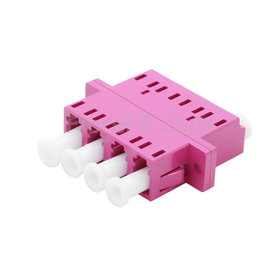Image de Adaptateur à Fibre Optique/Manchon d'Accouplement Plastique LC/UPC vers LC/UPC 10G Quad Multimode OM4 avec Bride, Violet